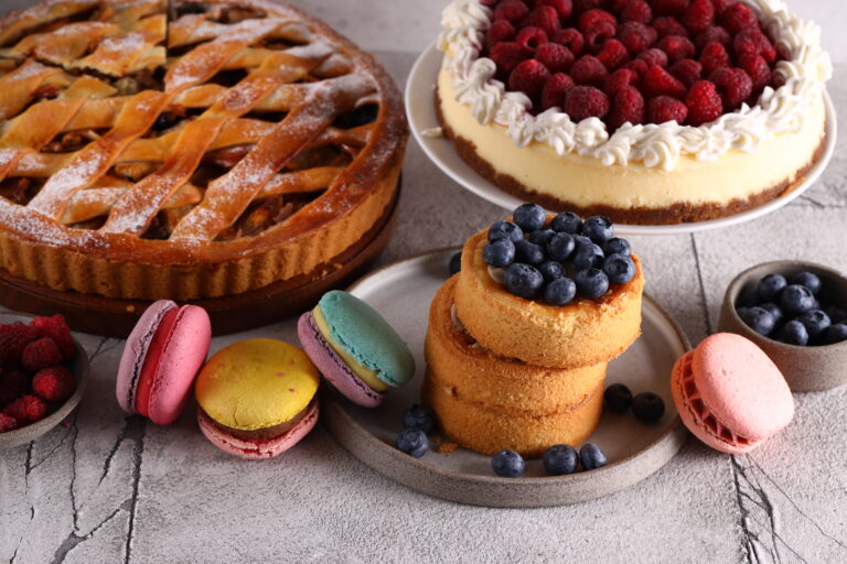 assorted fresh dessert pastries pie cake