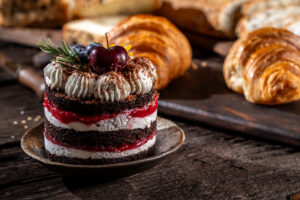 Cake with pastries